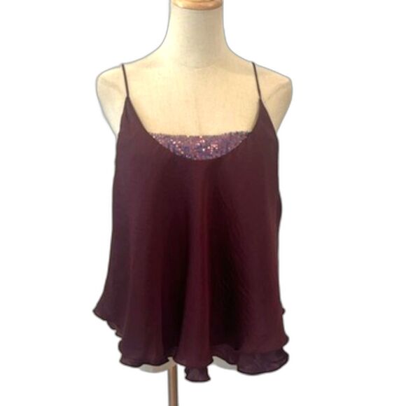 Free People Intimately Turn It On Cami Sequins Layered Plum Prune Large NEW NWT - Picture 5 of 13